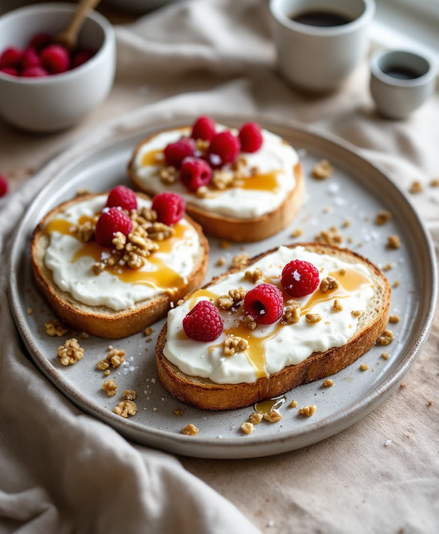 Foto: Vispad ricotta-toast med honung och valnötter