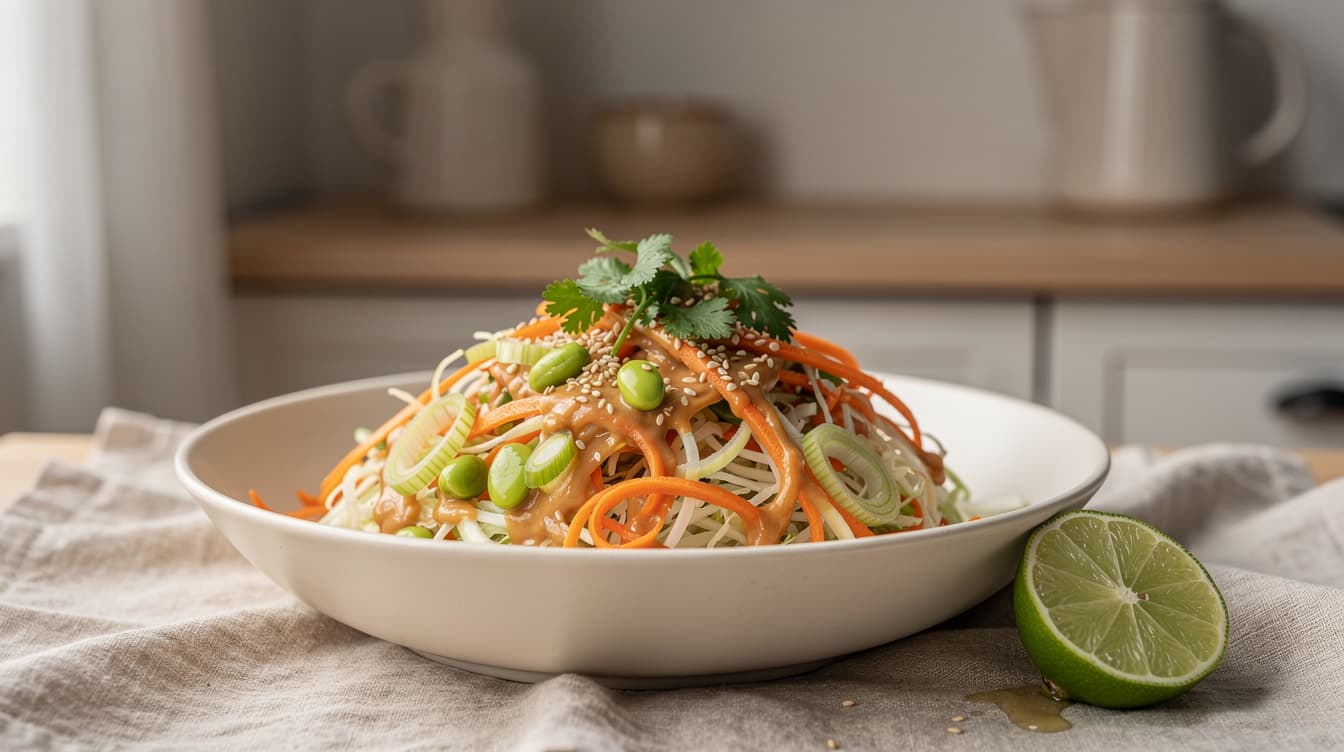 Foto: Krispig vitkålssallad med jordnötsdressing