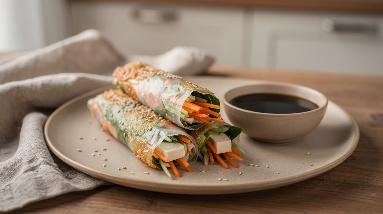 Foto: Krispiga rispappersrullar med tofu och örter