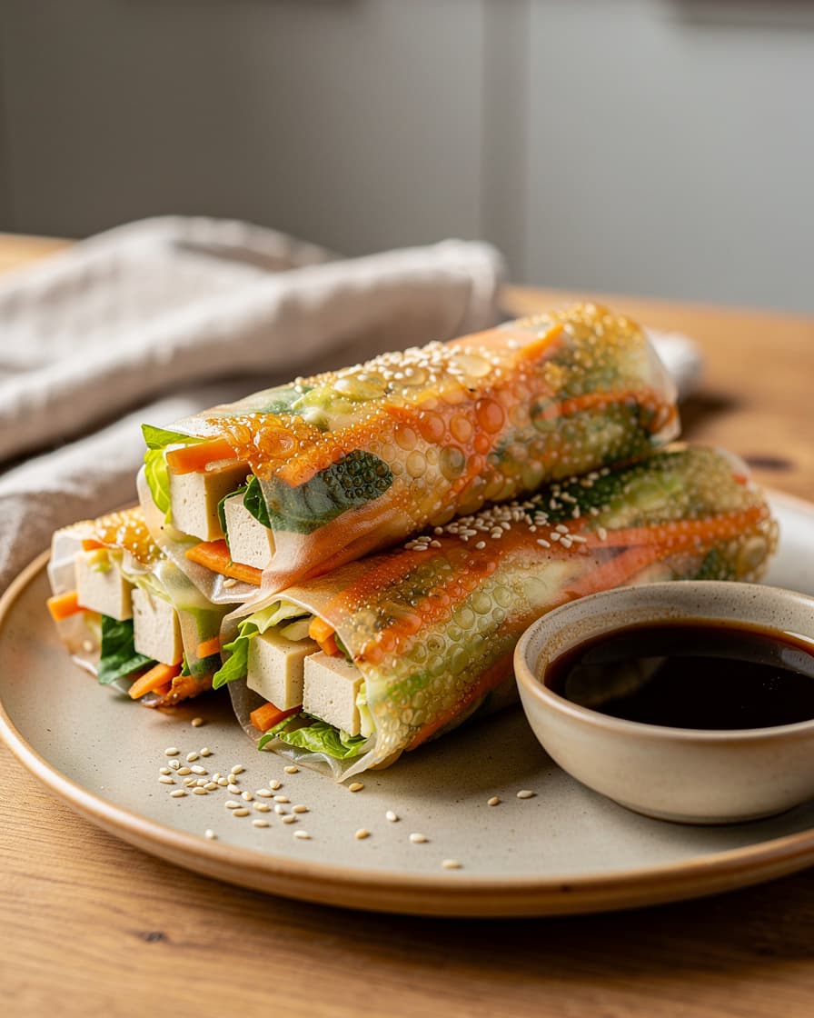 Foto: Krispiga rispappersrullar med tofu och örter