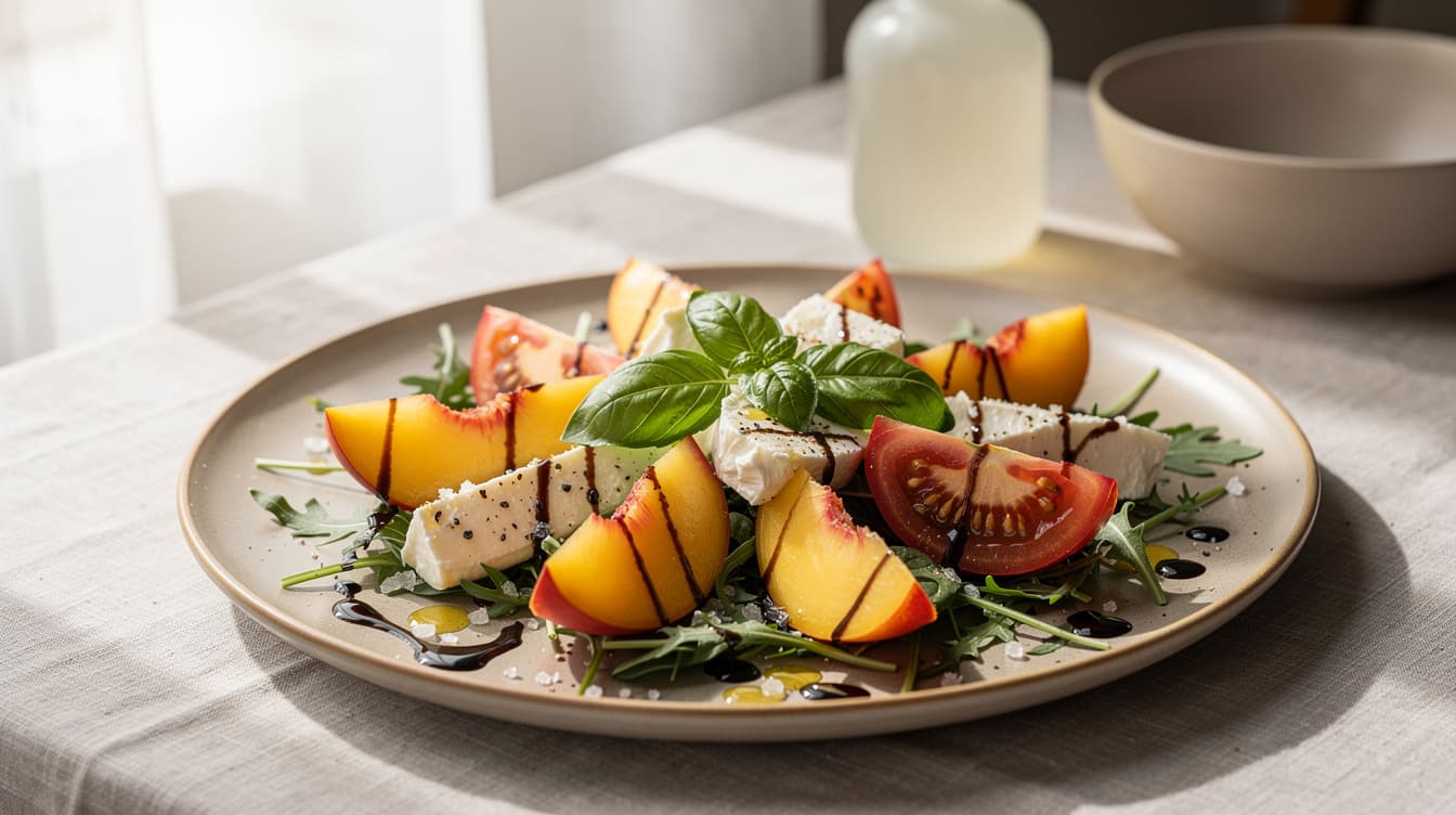 Foto: Persiko- och tomatsallad med mozzarella