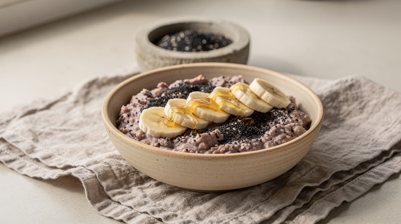 Foto: Svart sesamgröt med banan